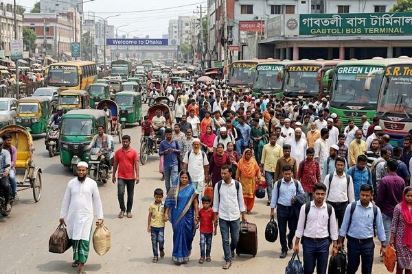 ঈদের ছুটি শেষ, চেনা ব্যস্ততায় ফিরছে ঢাকা।